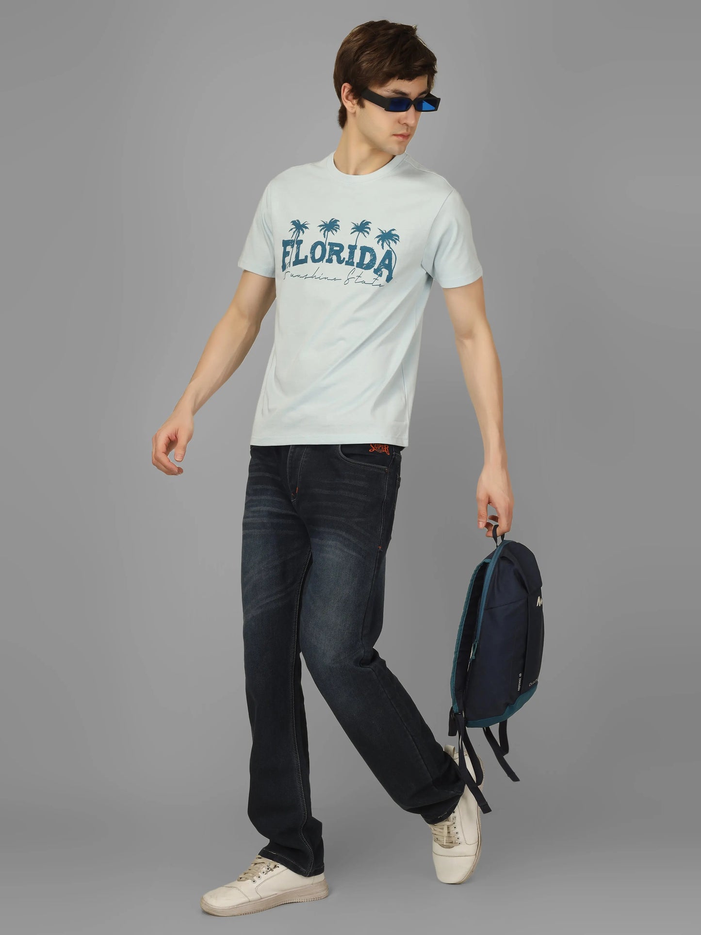 Florida Round Neck Printed T-shirt - PASTEL My Store