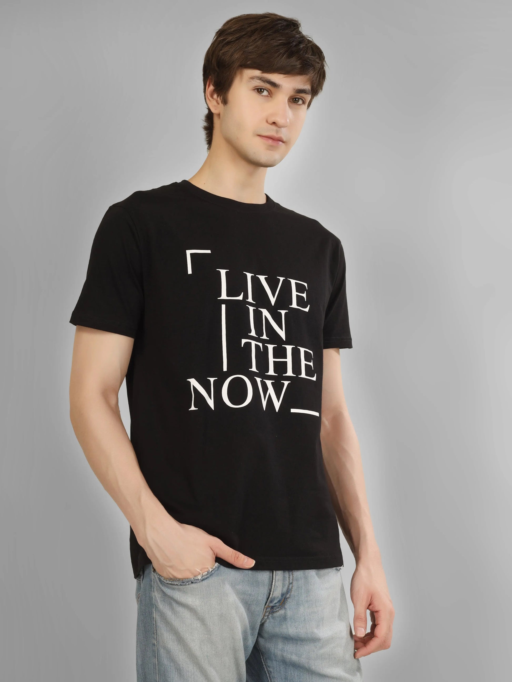 COMFY - RSBO Black Round Neck Printed T-shirt My Store