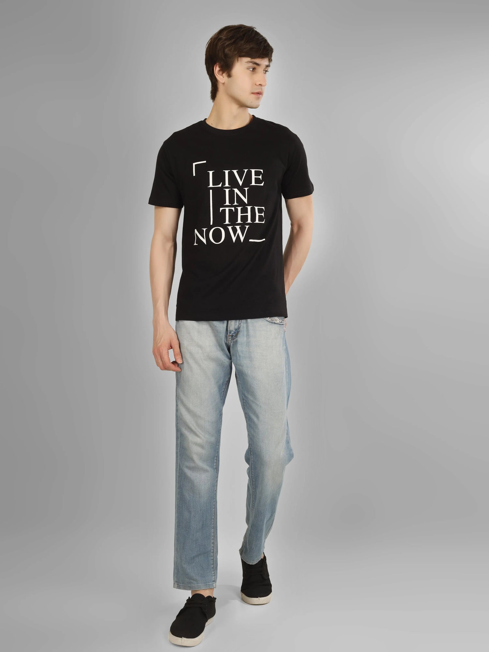 COMFY - RSBO Black Round Neck Printed T-shirt My Store