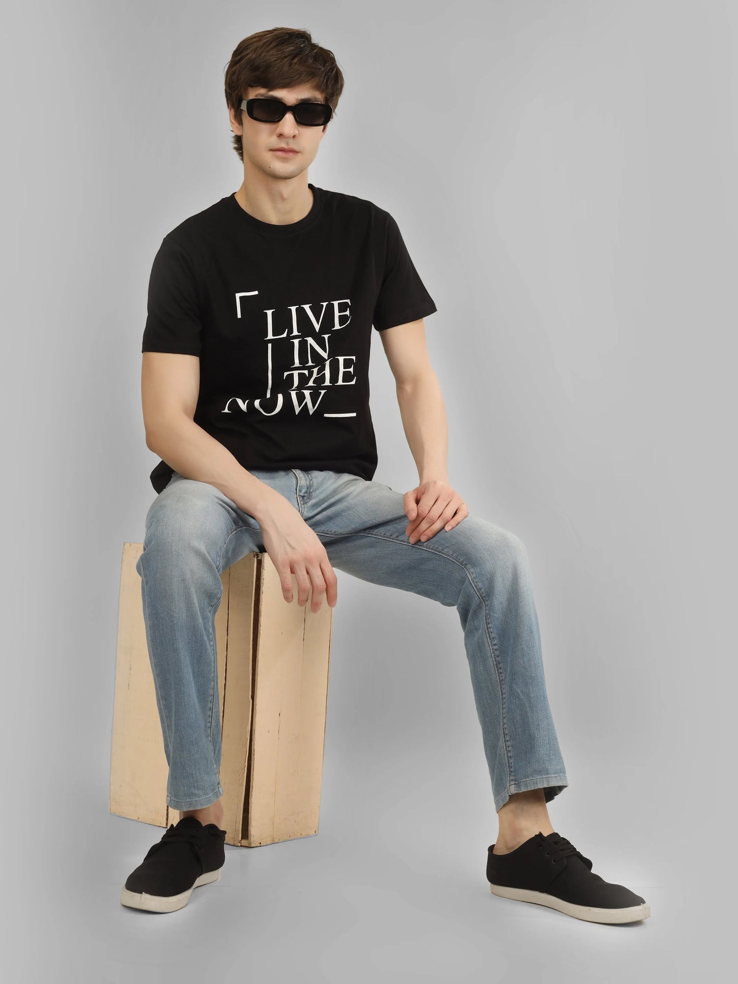 COMFY - RSBO Black Round Neck Printed T-shirt My Store