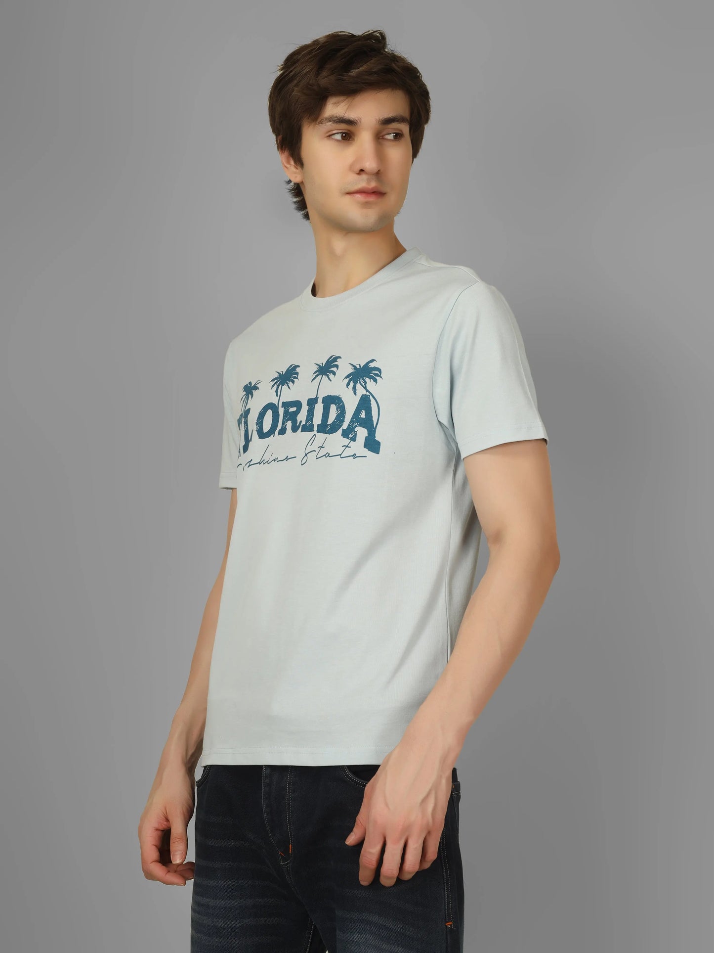 Florida Round Neck Printed T-shirt - PASTEL My Store