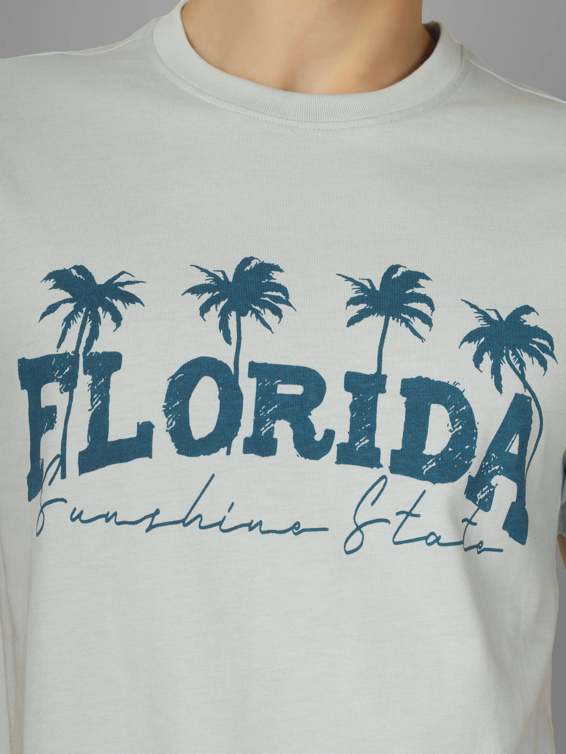 Florida Round Neck Printed T-shirt - PASTEL My Store