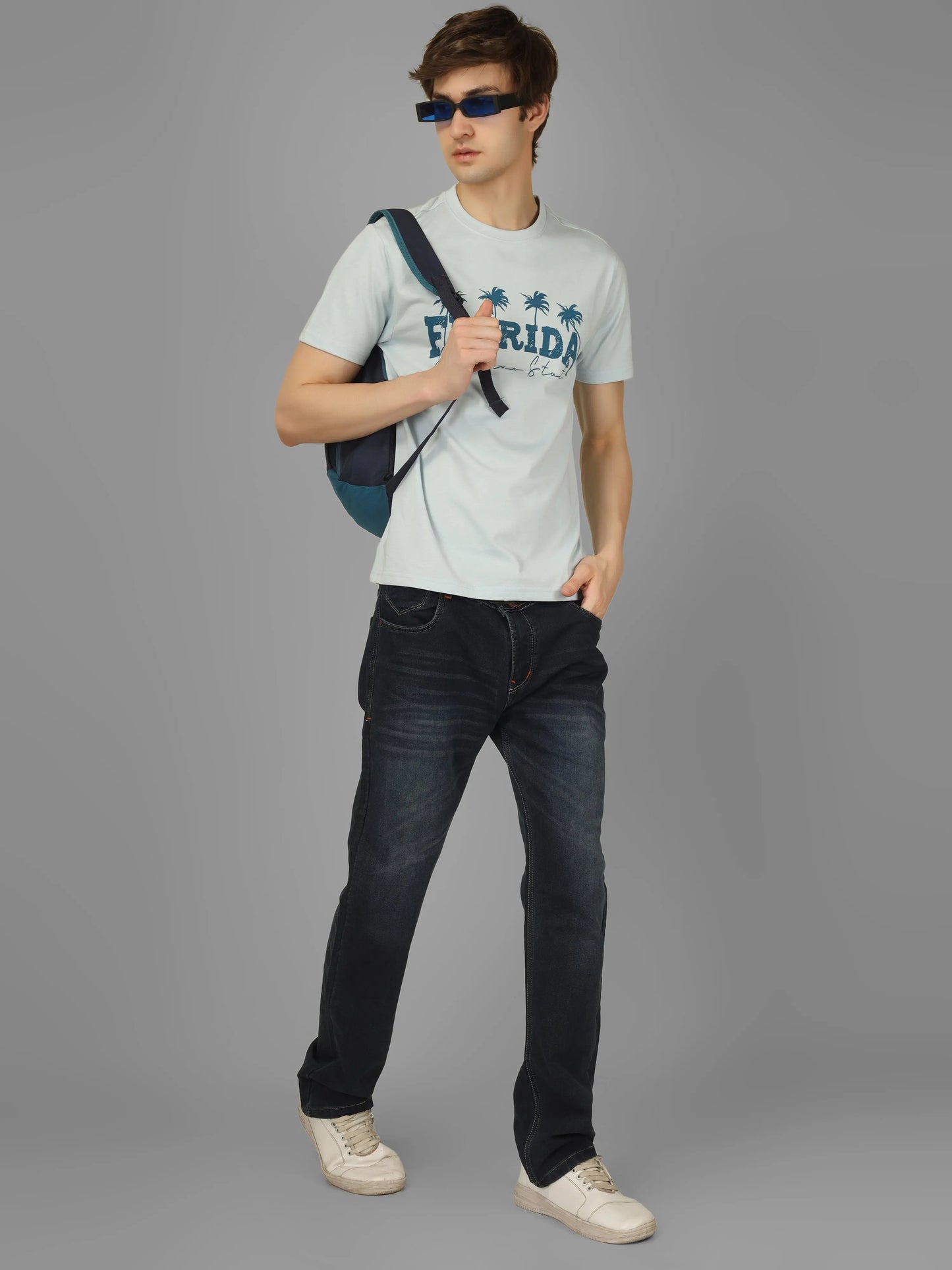 Florida Round Neck Printed T-shirt - PASTEL My Store