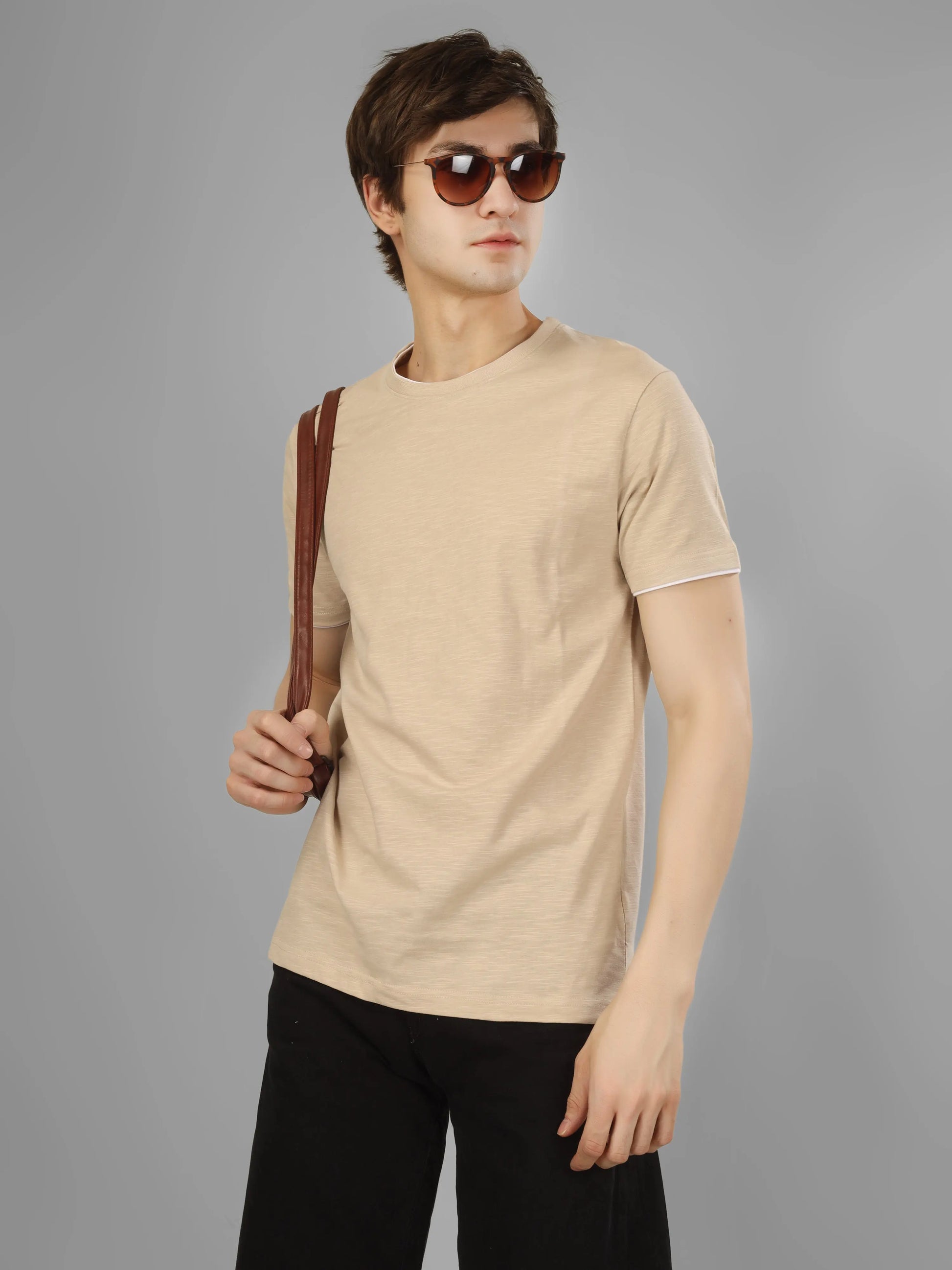 HIGH RISE - RSBO Earth-tone sand khaki tee My Store